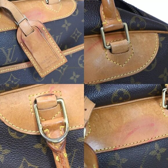 LOUIS VUITTON LV Logo Deauville Hand Bag Monogram Leather Brown - Picture 15 of 16